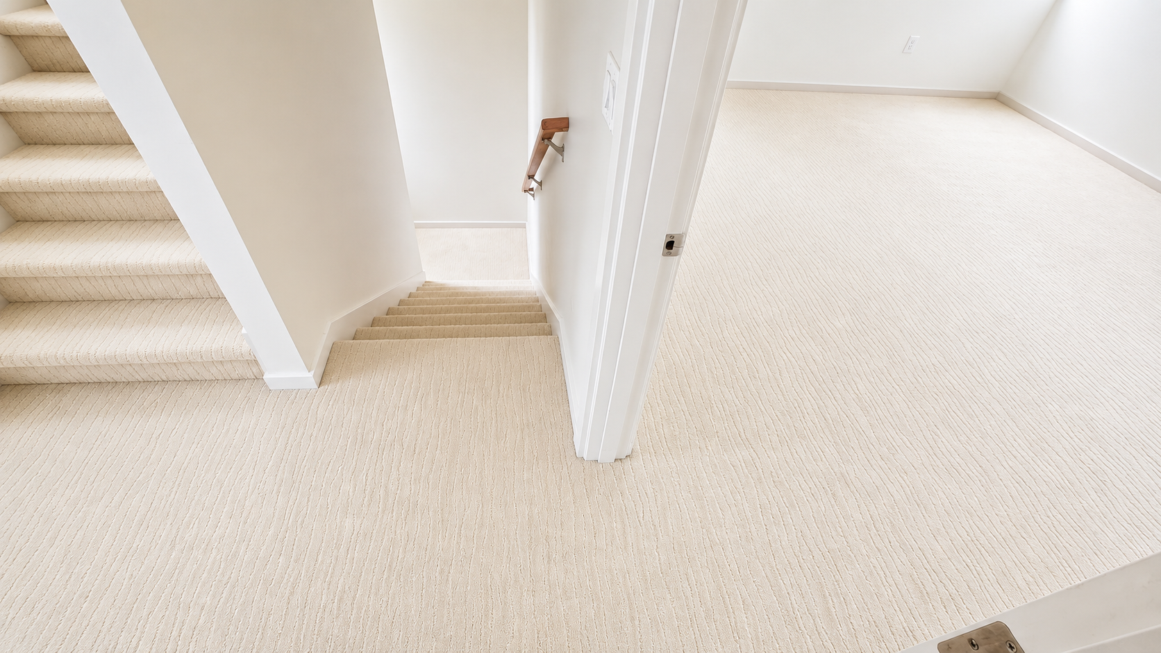 Light carpet hallway and stair installation